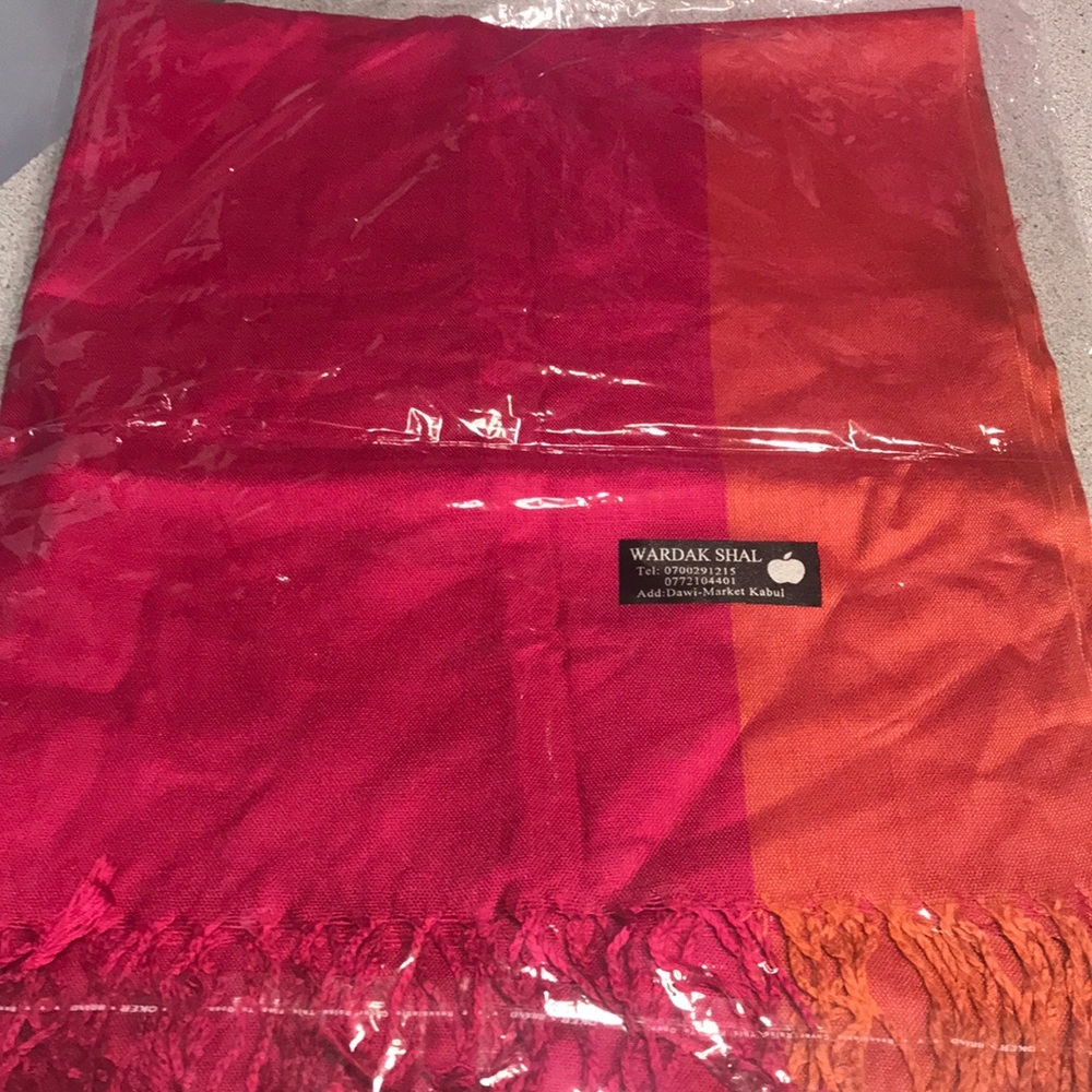 Pink and orange Scarf/shawl from Afghanistan. 24x74”